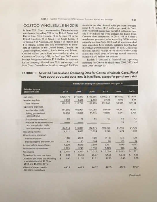 CASE 4 Costco Wholesale in 2018: Mission, Business Model, and Strategy COSTCO WHOLESALE IN 2018 members per day. Ansual sales