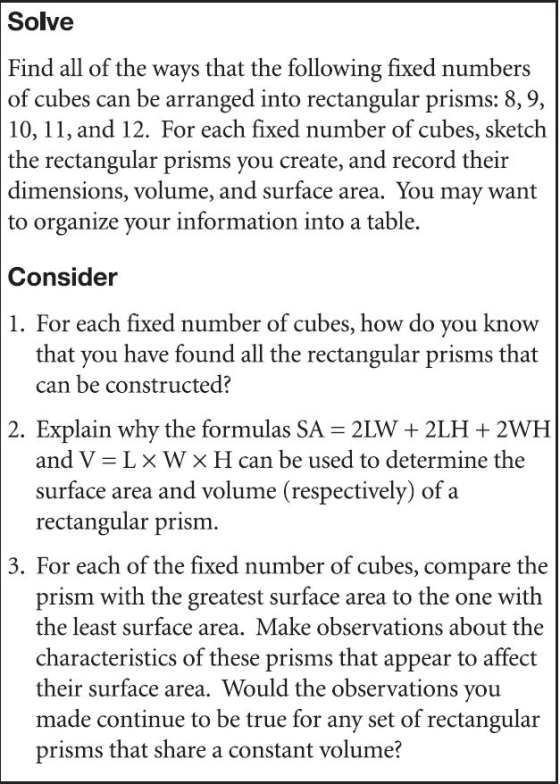 Solve Find all of the ways that the following fixed numbers | of cubes can be arranged into rectangular prisms: 8, 9, 10, 11,