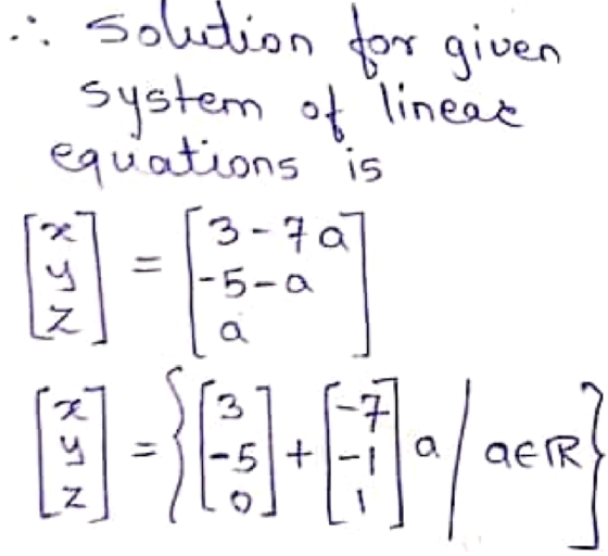 Soudion or given system ot linear equations is 3-7a |-5-a 7 aaeR