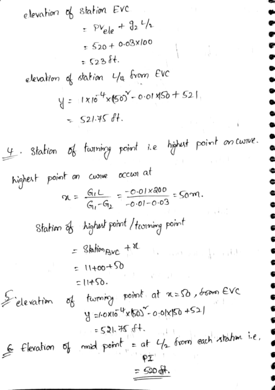elevahion station EvC Pele 520 + o.o3x loo satiana. dvom .3tation hşhat point on Curve* oite hishext point on cusve occun at