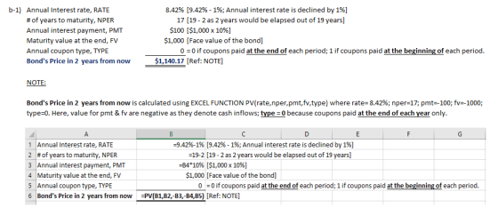 8.42% [9.42%- 1%; Annual interest rate is declined by 1% 17 [19 2 as 2 years would be elapsed out of 19 years] $100 [$1,000 x