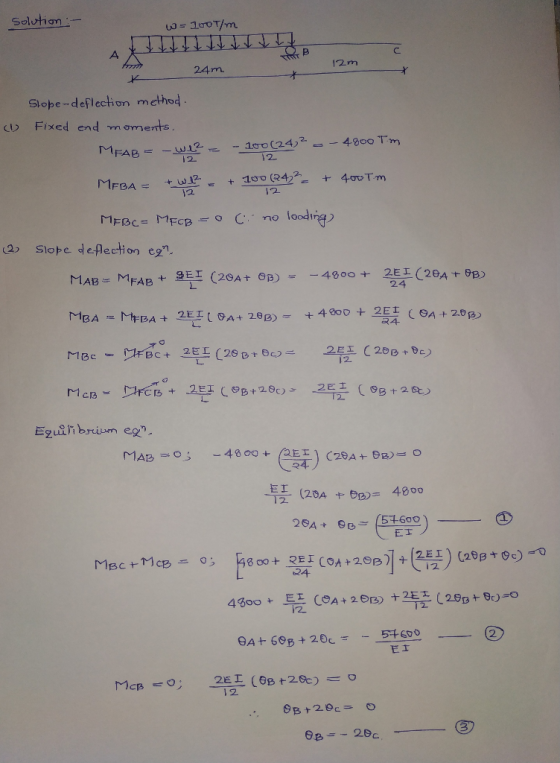 12m 24m. Slope-deflection method .> Fixed end mơm eats 12 12 12. 2 Stope deflection e 24 12. EI 546001 ET r con +2eB]+(鬻) Cae