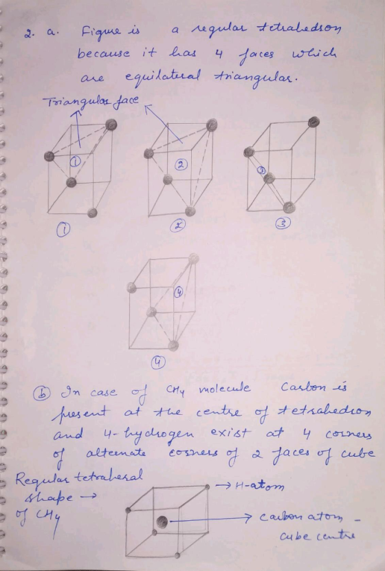 negudar 7aces e quilatial twiangutar tdraladioy Figue is wlich because it has are Friangulae face 4 2 Carbon s Jn case CHy mo