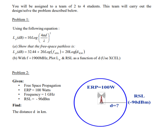 You wi be assigned to a team of 2 to 4 students. This team wll carry out the design/solve the problem described below Problem
