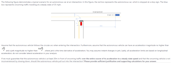The following figure demonstrates a typical scenario for an autonomous car at an intersection. In this figure, the red box re