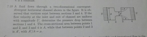 Is a co1stant. 7.10 A fluid flows through divergent horizontal channel shown in the figure. It is ob- a two-dimensional conve