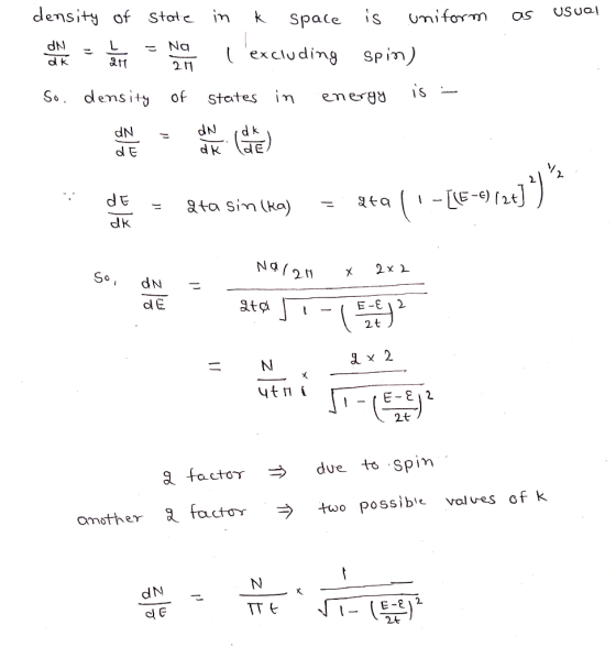 densit of statc Space is Umiform os 0Sual dN Na_ ( excluding SPM C In dl k att ç,, dens itt, of States m en ergy dk d E dk 2.