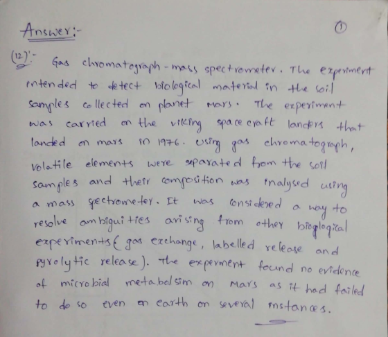 (12) Samples co llected en plane Mays. The experimen+ was caryted on v the vilig spa ce e yaE lancp Volatile elements weye sp