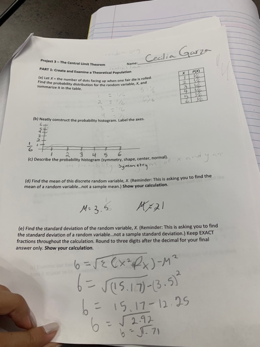 Cecilia Ga Project 3-The Central Limit Theorem PART 1: Greate and Examine a Theoretical Pop te and Examine a Theoretical Popu