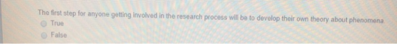 The first step for anyone getting involved in the research process will be to develop their own theory about phenomena. True