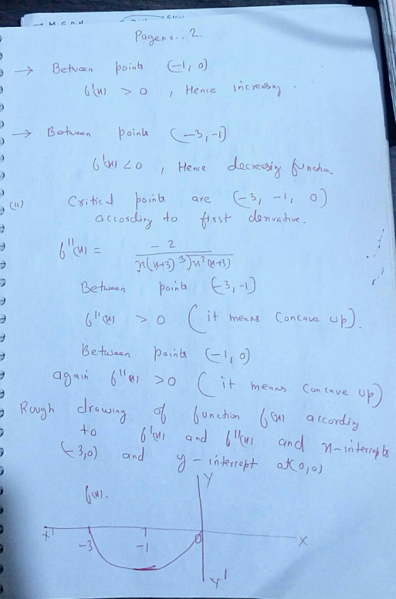 2. agen。. . Hence nce Between poink 2. oIn it meuns Concave u 2 a9aih Kovg h Un chon 3,0) and -In tRre jo