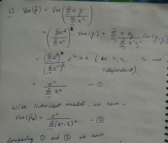 c)Vorl)- Very Ver ly)+ avyy 11 fadeperdert 62 have with iatercept madel We Vor lAy 2 have lomparing and 2 we