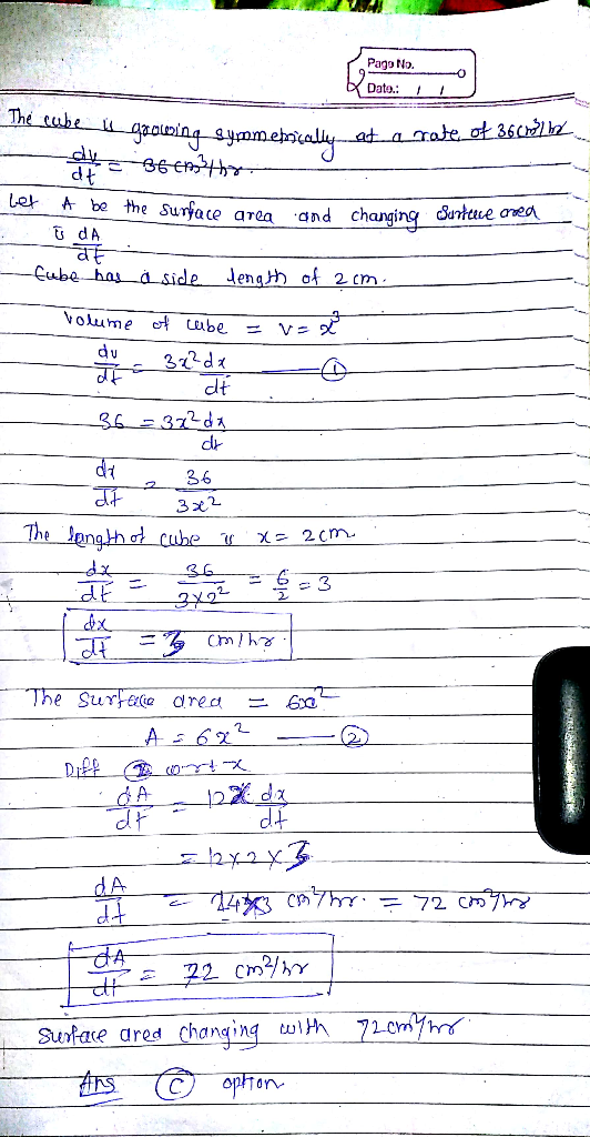 Pago No. Dato. I Le be the Susace area and ch Surtttce area alt 2. 36 dar
