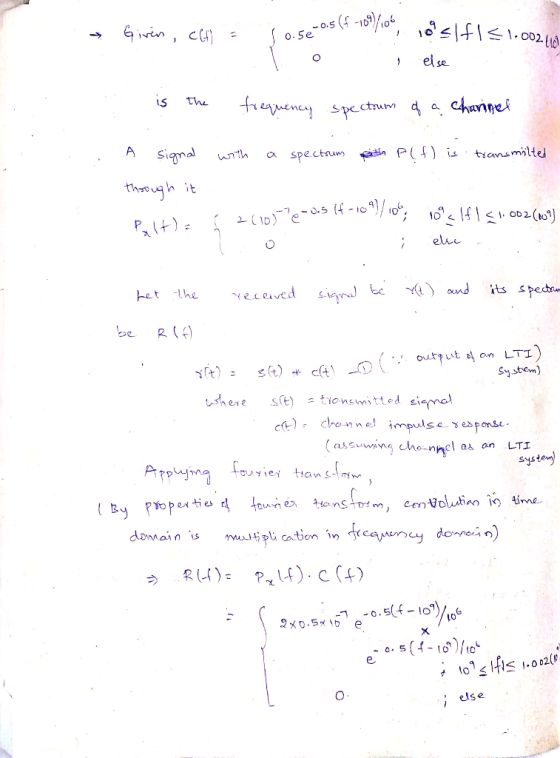 _cs (4-say.ot, 「s|f(s1.002.td o.5e el se 15 the A signal w,th a spectranatinP(f)is tyans matte elae be R Sysbem) cdhonne imp