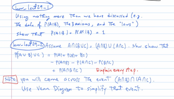 Taew ledr- Using notin The defa P (A I8), The 3 axioms, and T lews Teem we have discussed (e. more 1 Show TR P(ALB ) PLACIB