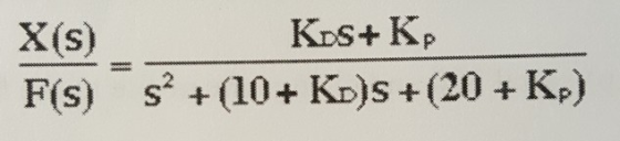 KpS+ KP X(s) s+(10+ Ko)S + (20+ K) F(s)