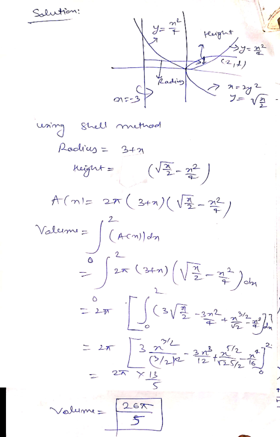Salution feasgus Radiy 2. フ= V2 O1-3 ghel method Pocius 342 Kaignt= (3- 2+)( ACml 271 2 Valum ACm))dn 2 2 3m) -3n2 - 3 n 3 4