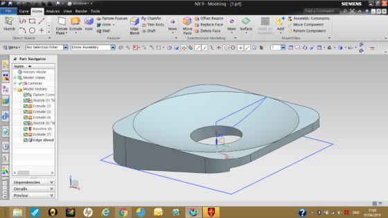 1つ NX 9- Modeling [1.prt] SIEMENS X File Curve ロ/:.Q 마刎◆Pattern Feature み國Refset Region·今 Delete FaceMore Surface + Assembly