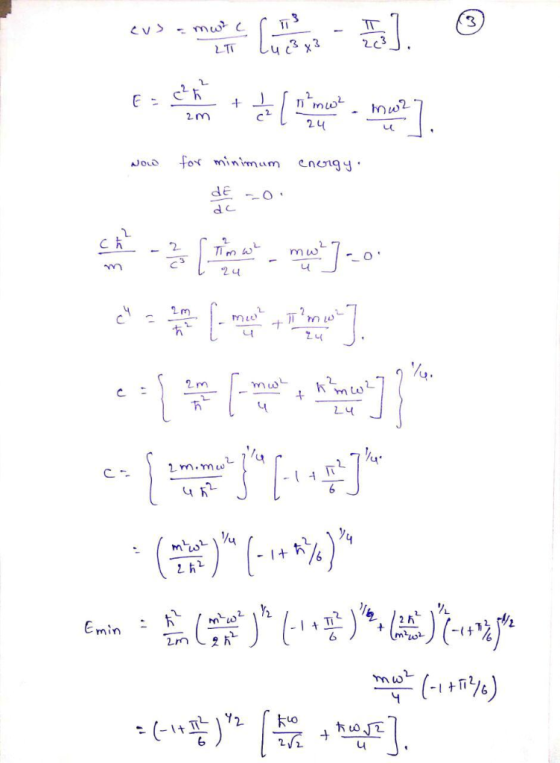 3 2c3 TT mw + 2 m 24 for minimum JoLo cnengy deP P mw O 24 mu 2m L4 2m.mu mw -1+ h 2K mw mw2 E min 2 mu (4u41-) Y2