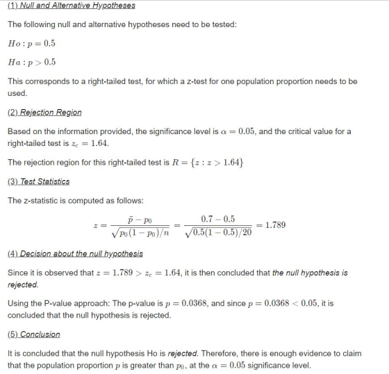 (1) Null and Alternative Hypothese The following null and alternative hypotheses need to be tested: Ho p 0.5 Ha p0.5 This cor