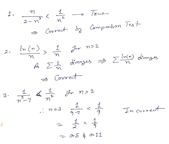 Tous 3 2- 2 Companison Test Correct 1 n> 2 2. lnin dvengs divenges u Corest r n 2 3 2 1 9 nz3 In corret CoT 1 o.5ko.11