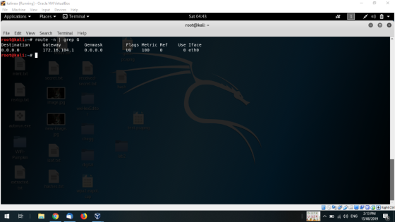 kalinew [Running]- Oracle VM Virtual Box File Machine View Input Devices Help 1 Terminal- Sat 04:43 Applications Places root@