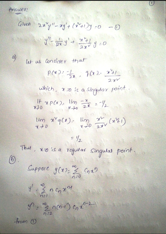 finscwer 스D which, χ2o is aSingulaY Point 12. Thul , χ is a nAl n 22 from ①