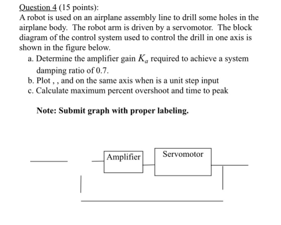 Question 4 (15 points): A robot is used on an airplane assembly line to drill some holes in the airplane body. The robot arm