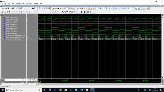 E Wave File Edit View Add Format Tools Bookmarks Window Help Wave -Default Msgs arcuit functon b/CLK orcuit_function_b/RST dr