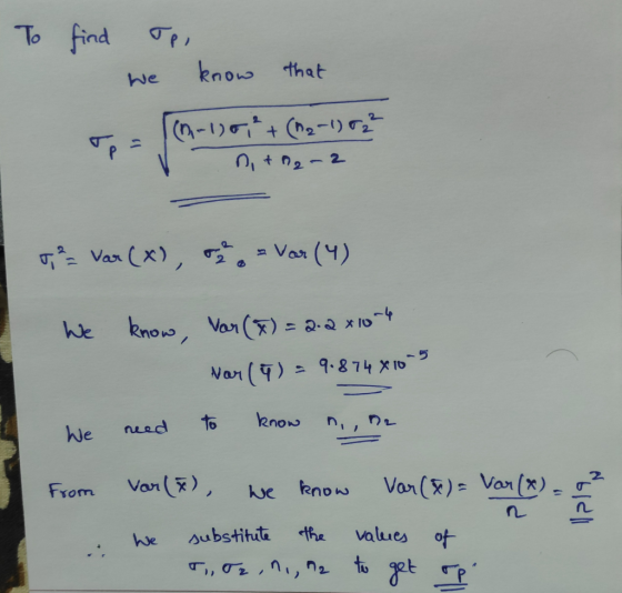 To find know that We (n-1)0 -) r + 2 = Var (4) Var x), knon Var() = 2-2 x10- We 9.874 XID Nar (7) 17 know to eed We Vor ), Va