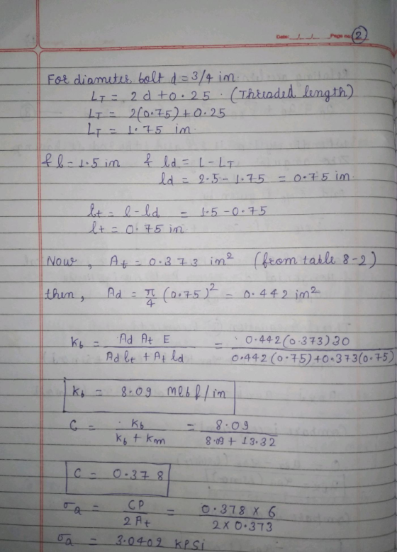 2dto 25 (Th 244 im 4 Ad At E , 0-442(o .373)30 0 4420-75)40 373(0 75) 8.69+ 13.3 2 CP 2 At 378 X 6 3:0402 kPSi a.