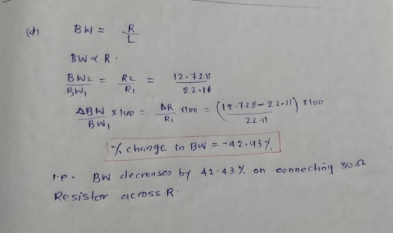 (め R t 22.1 22-11 h charge to Bw 42.37 ,.e. Bw decre q seo bt 42-43% on connecting 30a Re sis tor cicross R