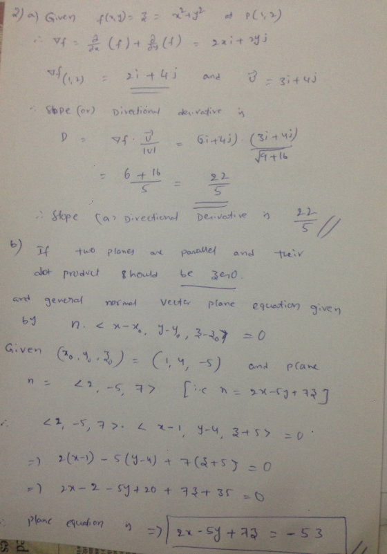 PC) )(4) - 2it yj V 2i+ 4j 3it4j and 5pe (ov) Divethion derivaive Git4i) (3i+4) FA Ivl 16 2 2 22 Stope Ca D.vecdienal Deiivat