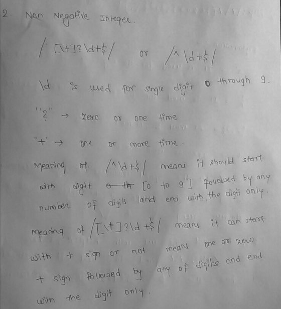 2 Nan Negatle et NA ldfwed for single digit 0through 9. exo OT One me + one or more time Meaning otd+s means ihoy ld start e