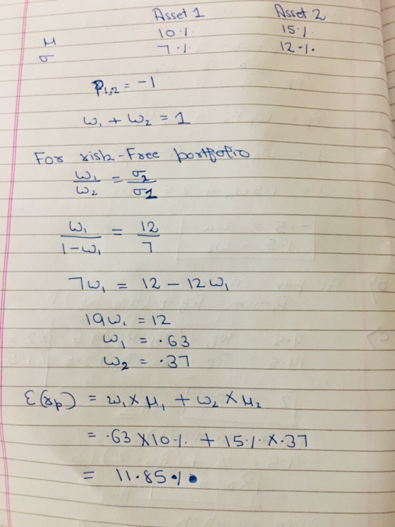 Asset 2 IS. 12-1 Asset 1 152. 12 그니 = 12-12 WI w, 0231 ニ-G3 ΧΙο:/. + 15./. Χ.31 = 11.85-ja