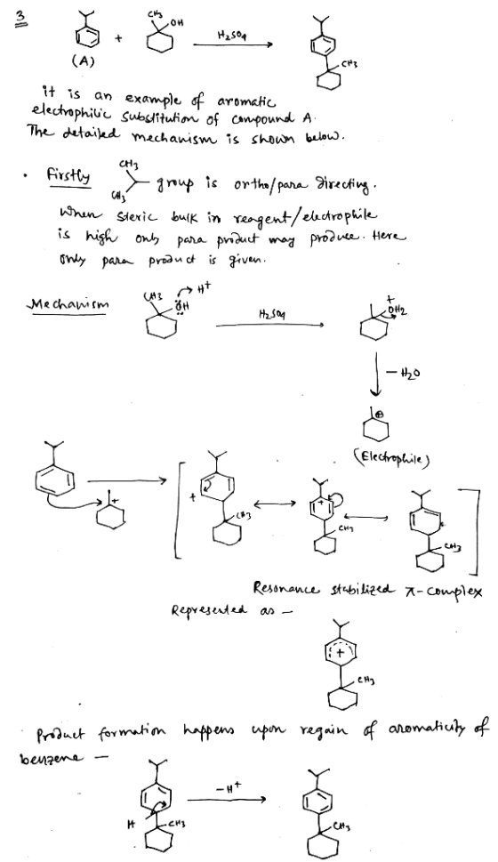 OH H2S04 Cts it is an example f aromaic The detaikd mechawsm is Shoin bla CH il (#3 CH енз bevMzera CHy