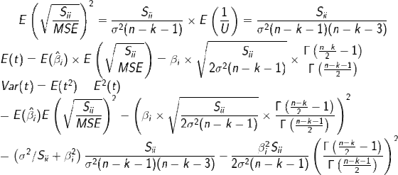 r (-1) Var(t) E(t2) - E2(t) 「げー!) E(B)E MSE Sii