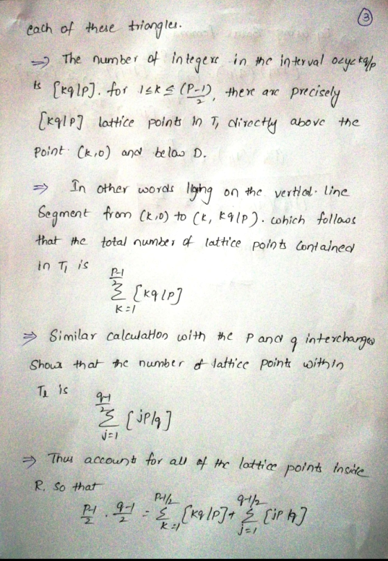eath of these trionles -) The number ot k [t91 . fof lskS (P-1), there arc precisely kglP latie point ih , oirecty above he P