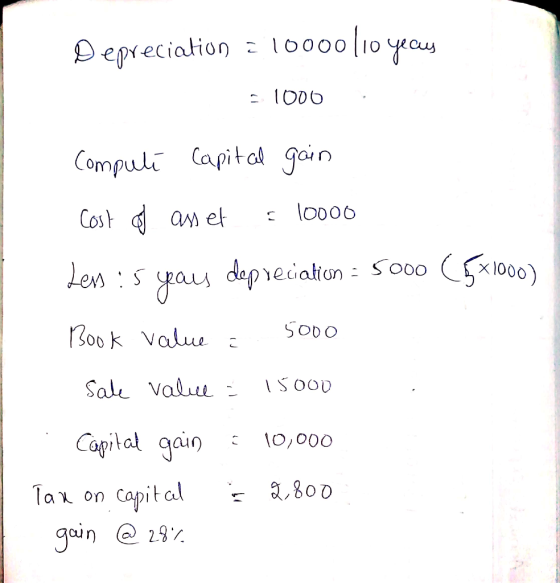 1o000l10 ya Depreciation Compuli Capitol goin loooo Cost a el x1000) Sooo Len syau depreiation gay depreiatun SODO Book Value