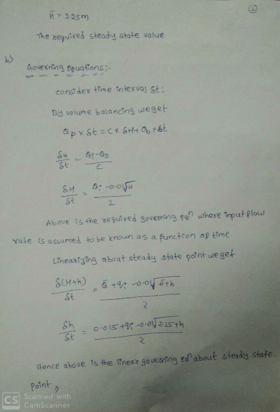 he xeguireá steady state value Goveening即uations :- consi des time interva) st By volume balaning weget st Above is the xe gu