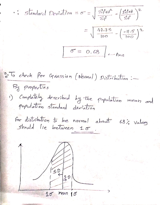 stindared Devialion Sf 47.7.5 -I1.5 O. G8 Ans To check Por Graussian (Noma|) Distibution B Popertres Completely deseribed hy