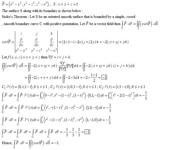 Fx-yy-2-x). Sx+y+ 1 The surface S along with its boundary is shown below Stokes Theorem Let S be an oriented smooth surface