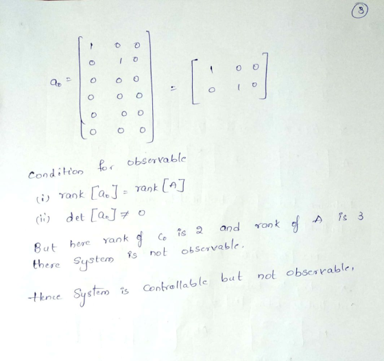 四 Con d ; tton observable 8ut here yankos2 thee System is not observable -tence SystemCol but not obses rable,