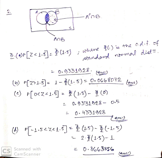 Ane AOB where ) +he df. f atandard nmal diet o.9331028 P[25 1 - 1.5) O. OC68072era P O.933128- o.5 O. 4331028 5)- E (-1. 5) 2