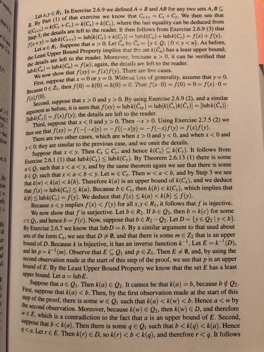 In Exercise 2.6.9 we defined A + B and AB for any two sets A, B of that exercise we know that CtyC +Cy. We then see that R B+