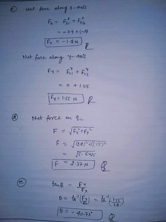 along x- axis Net ot 1.55 Net force on 642 ta- 1. 6 p:-40-73。