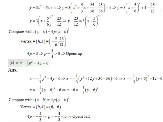 2 5 25 25 3 36 36 5 23 6) 12 23 12 Compare with (y-R)-4p(x-h) 5 23 Vertex -(h,k)12 4p-3 p-->0=> Opens up Ans. +12 v + 36-36)-