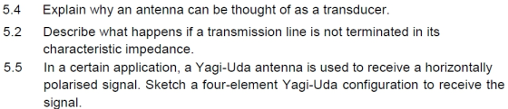 5.4 Explain why an antenna can be thought of as a transducer. 5.2 Describe what happens if a transmission line is not termina