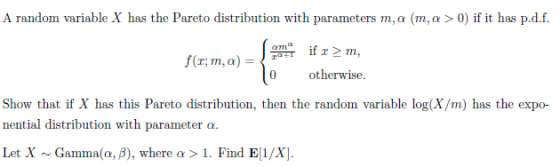 ) if it has pdf. A railon variable X has the lareio distril illi ribution with parameters m, a (m, α > 0 w 0 otherwise Show