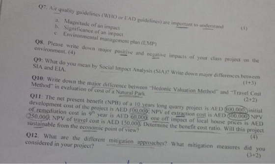 ir quality guidelines a. Magnitude of an impact b. Significance of an impact c. Environmental management plan (EMP) (WHO or E